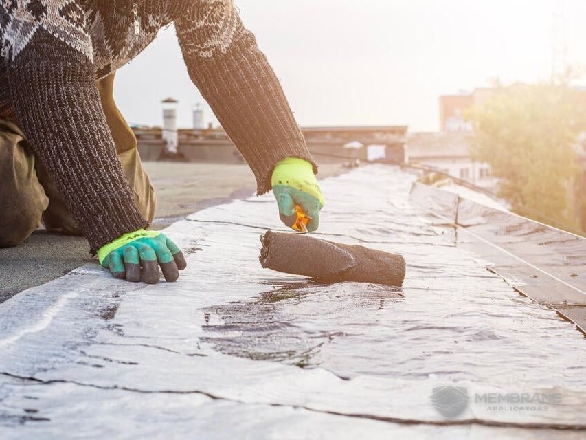 Close-up of liquid membrane coating forming a seamless waterproof surface