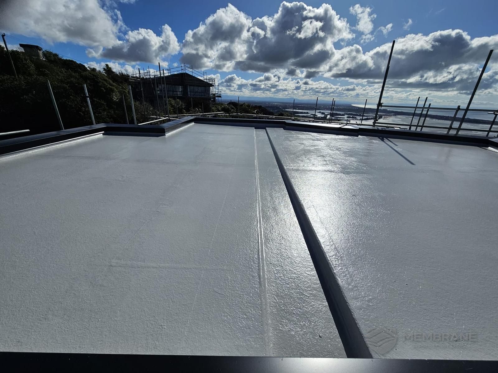 Liquid membrane roof surface after application